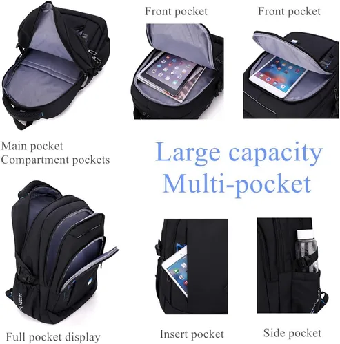Vista 4 de Mochila con ruedas de color sólido para niños, para escuela secundaria, con ruedas, Verde Negro, Moderno