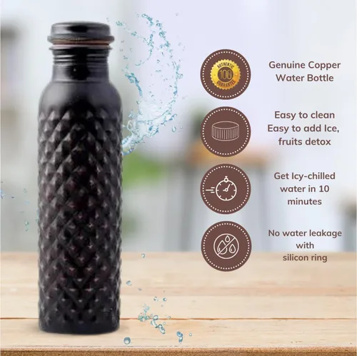 Vista 6 de STAGLIFE Botellas de agua de cobre para agua potable para hombres y mujeres, botella de agua ayurvédica de cobre puro, jarra para beber, dispensador
