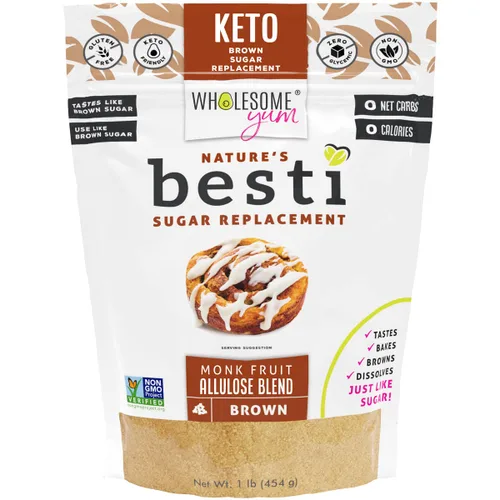 Vista 11 de Wholesome Yum Besti Sustituto Natural de Azúcar Moreno - Mezcla Edulcorante de Fruta del Monje Marrón Keto con Alulosa (Sin Eritritol) - Sin OMG