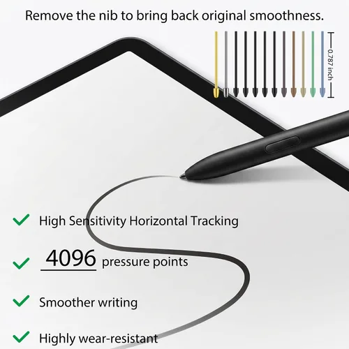 Vista 3 de Puntas de metal de repuesto para Samsung Galaxy Tab S10/S9/S8/S7/S6, S26/S25/S24/S23/S22 Ultra S Pen, puntas/puntas + clip + caja de almacenamiento