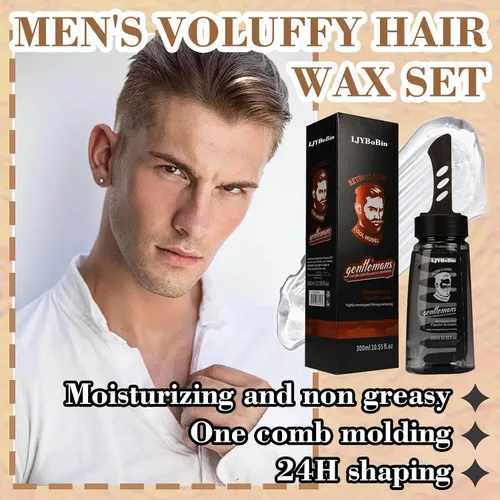 Vista 2 de Kit de gel para peinar el cabello para hombre con 2 peines, juego de cera de gel de peluquería esponjosa, hidratante de larga duración, no grasa