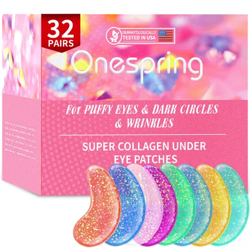 Vista 17 de Onespring Almohadillas de gel para ojos (24 pares) – Parches debajo de los ojos para ojos hinchados, arrugas, ojeras, geles de colágeno natural