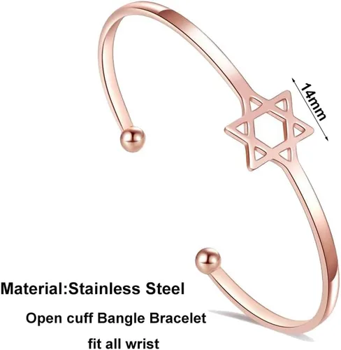 Vista 5 de RUIZHEN Juego de collar y aretes de acero inoxidable con estrella de David judía para mujeres y niñas