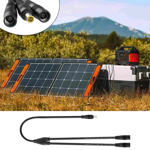 Vista 2 de Adaptador solar de 8mm divisor, cable combinador DC8mm hembra y macho Y adaptador divisor de cable para panel solar estación de energía portátil