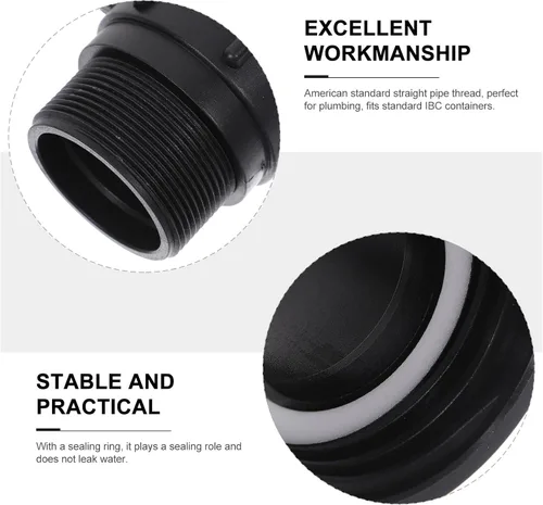 Vista 3 de IBC Tank Adapter S60x6mm to 2 Inch Male Npt ABS Black