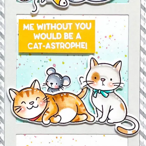 Vista 7 de Juego de sellos y troqueles de Cat Meow para hacer tarjetas, sellos transparentes y troqueles de corte de metal para álbumes de recortes