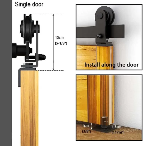 Vista 5 de TSMST Kit de herrajes para puerta de granero de 3 pies/36 pulgadas para puertas plegables para 2 puertas, kit de herrajes para puerta de granero