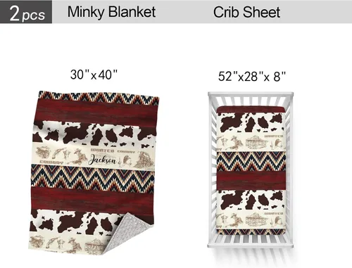 Vista 4 de Juego de ropa de cama personalizada para cuna para bebé, niño, juego de ropa de cama de cuna personalizada con nombre, ropa de cama de 2 piezas