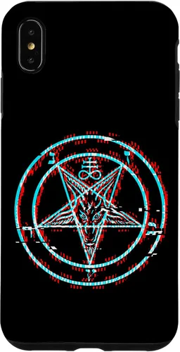 Vista 11 de Funda estética de terror para iPhone 14 Pro Max con pentagrama satánico Baphomet Vaporwave