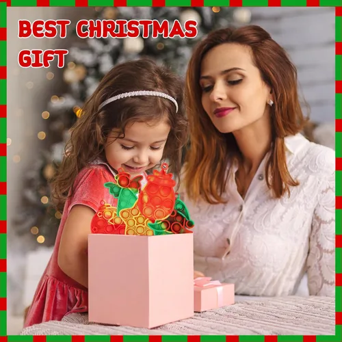Vista 4 de Paquete de 24 Mini Juguetes Pop Fidget de Navidad para Niños Niñas Niños Pequeños Rellenos de Calcetines de Navidad Obsequios para Fiestas Alivio