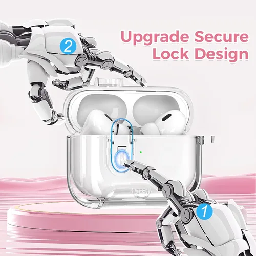 Vista 5 de (con bloqueo) Funda transparente compatible con bonitos Apple Airpods Pro 1/2 fundas para mujeres, TPU Transparency Air Pods Pro de 1ª 2ª
