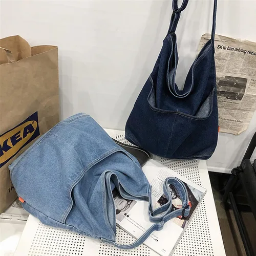 Vista 6 de KlaOYer Bolso bandolera de lona, bolso grande tipo hobo para la escuela, bolso de hombro con bolsillo para mujeres y hombres