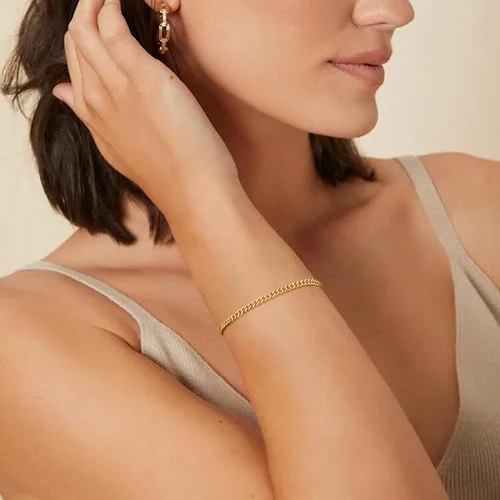 Vista 4 de Moodear Pulsera de oro para mujer, juego de pulseras de oro real de 14 quilates para mujer, pulsera de cadena de serpiente delicada, pulsera