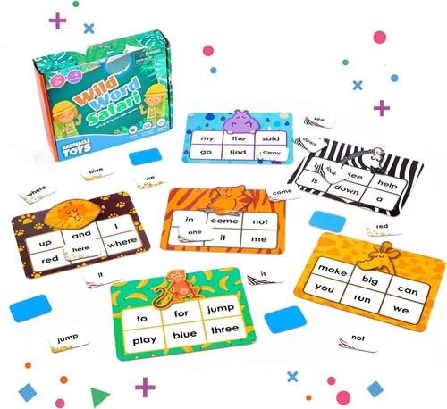Vista 9 de Barnacle Toys Wild Word Safari - CVC Sight Word Reading Games, alternativas de tarjetas flash de fonética primaria para niños, actividades