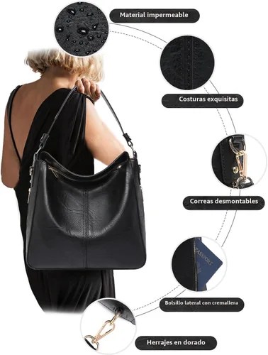 Vista 6 de Carteras para Mujeres 3PCS, Juego de Bolsos Cruzados Bolso Grande de Cuero Carteras de Hombro con Billetera Correas Ajustables para Damas Tote