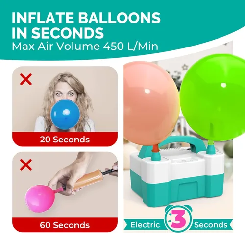 Vista 3 de ETENWOLF Electric Balloon Pump for All Balloons 110V 600W Balloon Blower for Party Metalic Latex 260q Foil Balloons, Balloon Inflator for Birthday