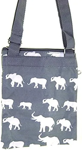 Vista 4 de Bolso bandolera con estampado de elefante gris, Gris