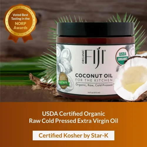 Vista 4 de Organic Fiji, Aceite de coco virgen extracrudo, prensado en frío, con sabor fresco, sin OMG, orgánico USDA, 16 onzas