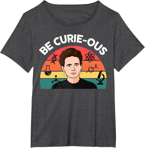 Vista 5 de Camiseta de ciencia para mujer Be Curie-ous Marie Curie Funny Chemist Teacher, Azul Azul Pastel