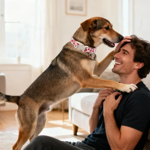 Vista 109 de DOGWONG Collar para perro de San Valentín, collar ajustable de algodón con corazón de caramelo azul, perfecto para perros pequeños a medianos