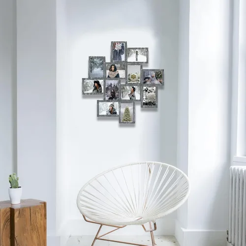 Vista 7 de J.M.Deco Marcos de Fotos Collage de 12 Aberturas Decoración de Pared, Marcos de Fotos Collage de 4x6 pulgadas con Ganchos de Metal para Decoración