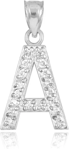 Vista 31 de Claddagh Gold . Collar con colgante de letra inicial de plata de ley 925 con circonita cúbica - Elección de tamaños