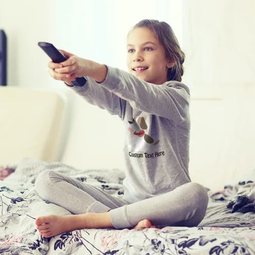 Vista 4 de Pijamas de algodón personalizadas para niños y niñas, estilo Beagle C, amantes de los perros, ajuste cómodo