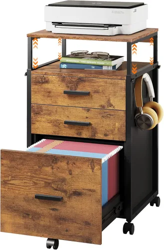 Vista 9 de DEVAISE 3 Drawer Wood File Cabinet with Adjustable Shelves, Black