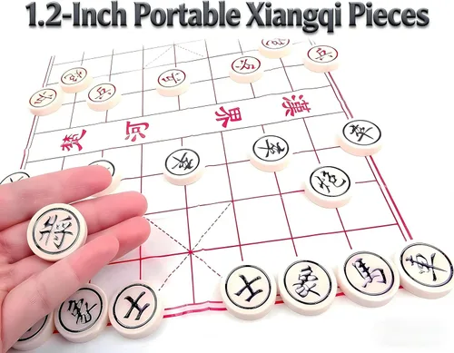 Vista 6 de MAGIKON Ajedrez chino, Xiangqi de plástico duro con caja de plástico, diámetro de 1-1/5 pulgadas