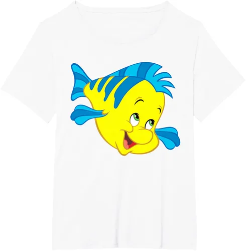 Vista 117 de Disney Camiseta de disfraz de cara grande de la Sirenita Flounder Sidekick