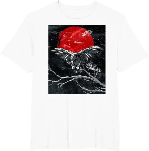Vista 58 de Red Moon Raven - Camiseta japonesa de cuervo negro, Negro, S