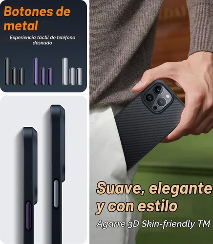Vista 7 de TORRAS Funda Magnética Mejorada Más Fuerte para iPhone 14 Pro, 12 pies de grado militar probada contra caídas, compatible con MagSafe, resistente a