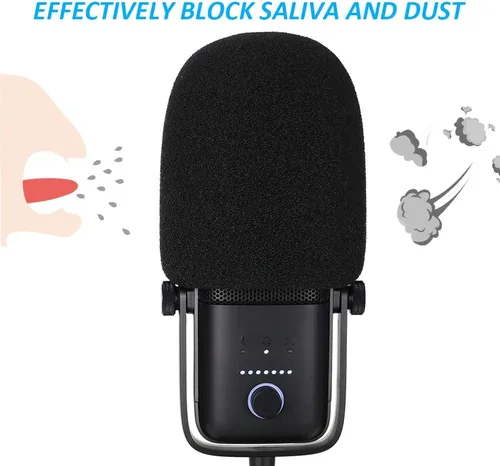 Vista 4 de Filtro de micrófono Pop – Funda de espuma para parabrisas compatible con Elgato Wave: 3 micrófonos de condensador USB premium para bloquear Plosives