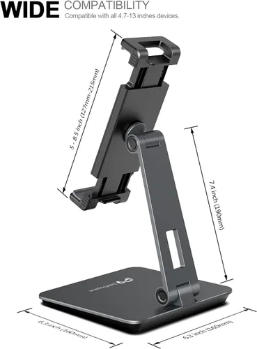 Vista 5 de Inifispce Soporte de tableta ajustable multiángulo y soporte de tableta de aleación de aluminio pesado para pantalla de 4.7 '' a 13'' Microsoft