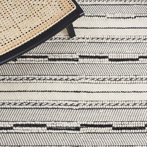 Vista 6 de SAFAVIEH Natura Collection - Alfombra decorativa de 3 x 5 pies, color negro y marfil, hecha a mano de lana de granja bohemia, ideal para zonas