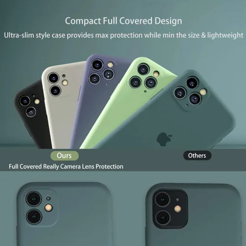 Vista 3 de Fundas delgadas de silicona líquida para iPhone 11 Pro, antiarañazos y huellas dactilares, forro de microfibra de absorción de impactos, goma de gel