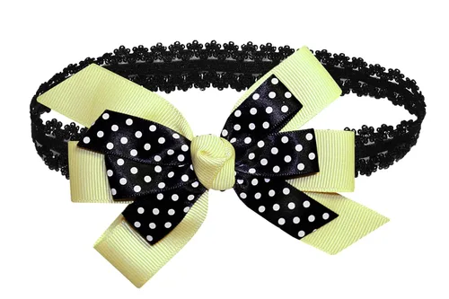 Vista 9 de WEBB DIRECT2U WD2U - Diadema elástica con lazo de grogrén de puntos negros para niñas (verde manzana)