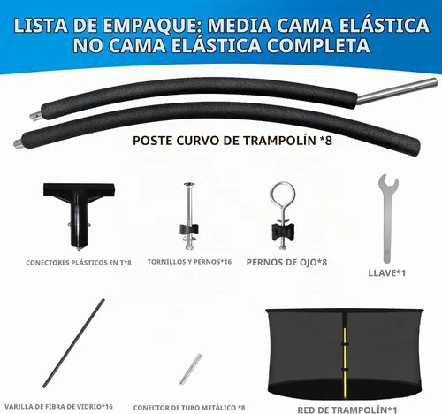 Vista 2 de 8 postes curvados para cama elástica de 14 pies con red