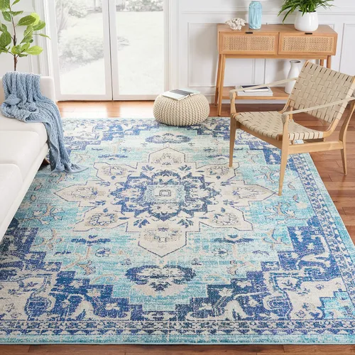Vista 92 de Safavieh MAD473E - Tapete con diseño de medallón desgastado, bohemio elegante, colección Madison, no suelta pelos, fácil de cuidar, alto tránsito