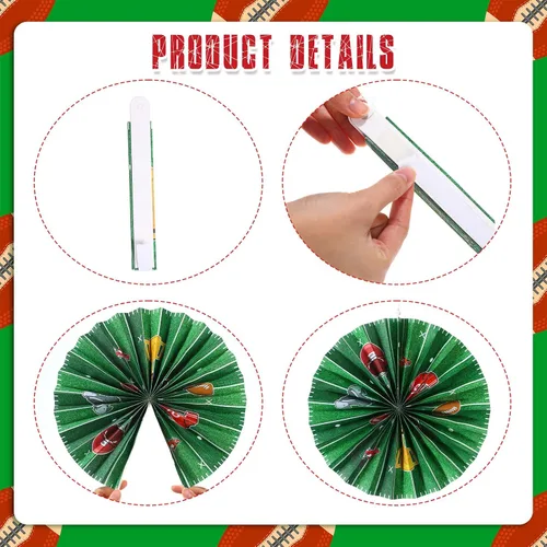 Vista 3 de Outus 9 piezas de decoración de fiesta de fútbol para colgar abanicos de papel de fútbol, béisbol, aula, decoración de pared de techo para deportes