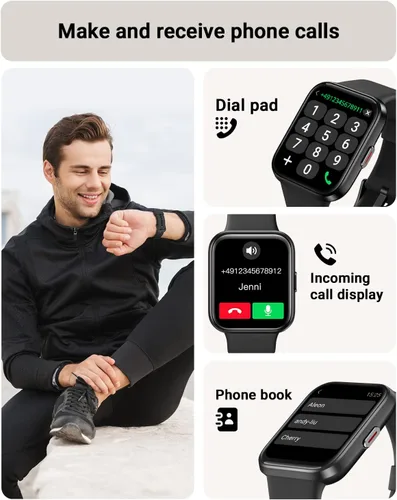 Vista 2 de Tensky Reloj inteligente para hombres/mujeres, Android, iPhone/Samsung, Alexa integrado, pantalla táctil de 1.8 pulgadas, rastreador de actividad