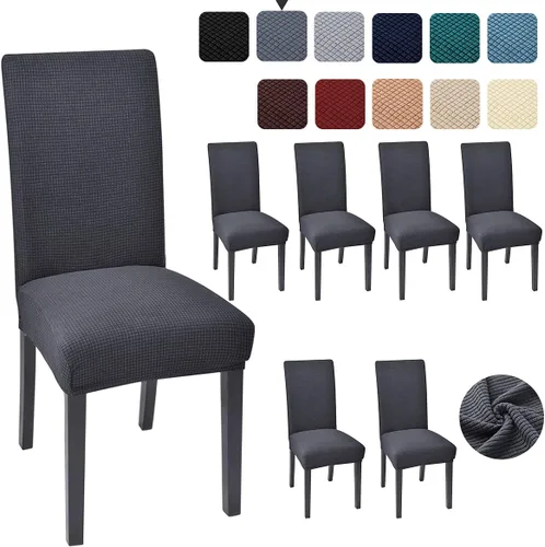 Vista 20 de Juego de 4 fundas para sillas de comedor y cocina, fundas para sillas de comedor, color negro