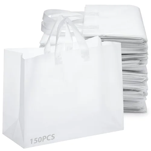 Vista 26 de Amylove - 80 bolsas de compras transparentes, bolsas de regalo con asa, 6 x 3 x 9 pulgadas 2-Transparente