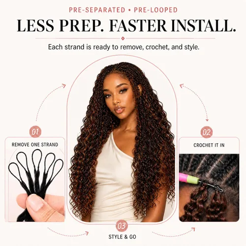 Vista 35 de Human Braiding Hair for Boho Braids 20inch Curly Wave Bulk Bundles 1B (A)1B