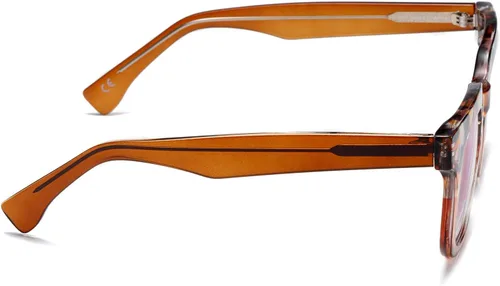 Vista 5 de Viseng Gafas de lectura de moda con bloqueo de luz azul cuadrada para mujer del mundo del espectáculo con estilo +0.0 (naranja)