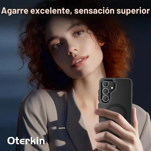Vista 7 de Oterkin Funda magnética para Samsung Galaxy A17 mate, funda de teléfono A17 compatible con MagSafe esmerilada, translúcida, a prueba de golpes Negro
