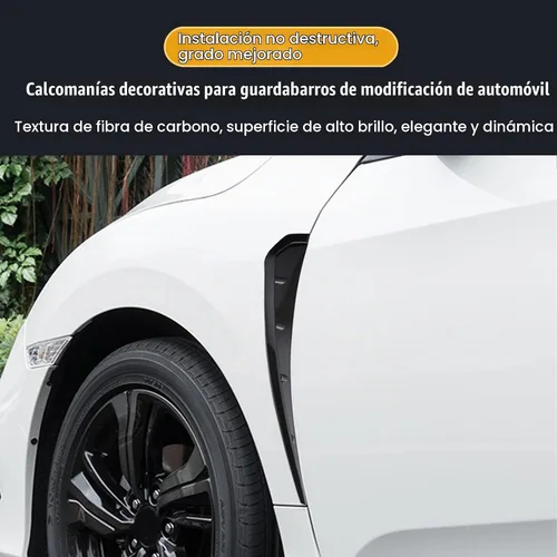 Vista 3 de Miytsya 2 PCS Rejillas de Ventilación Laterales para Guardabarros de Coche, Alerón de Fibra de Carbono ABS, Calcomanías Decorativas