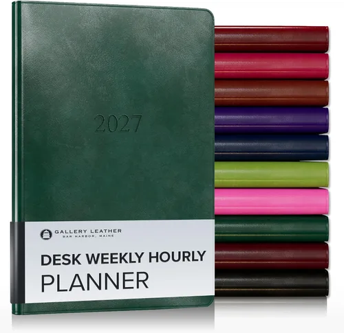 Vista 200 de Gallery Leather Planificador Semanal y Mensual Grande 2025-2026, Calendario Planificador y Cuaderno Elegantemente Encuadernado con Elegantes Bordes