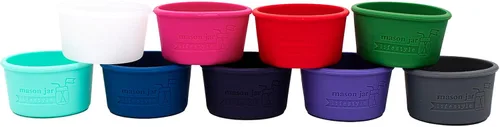 Vista 5 de Mason Jar Lifestyle - Fundas de silicona de 4 onzas para proteger bolas pequeñas, Kerr, tarros de conservas acolchados (gris carbón, paquete de 2)