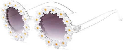 Vista 8 de Naimo Fashion - Gafas de sol redondas con decoración de perlas, protección contra los rayos UV, armazón de metal.